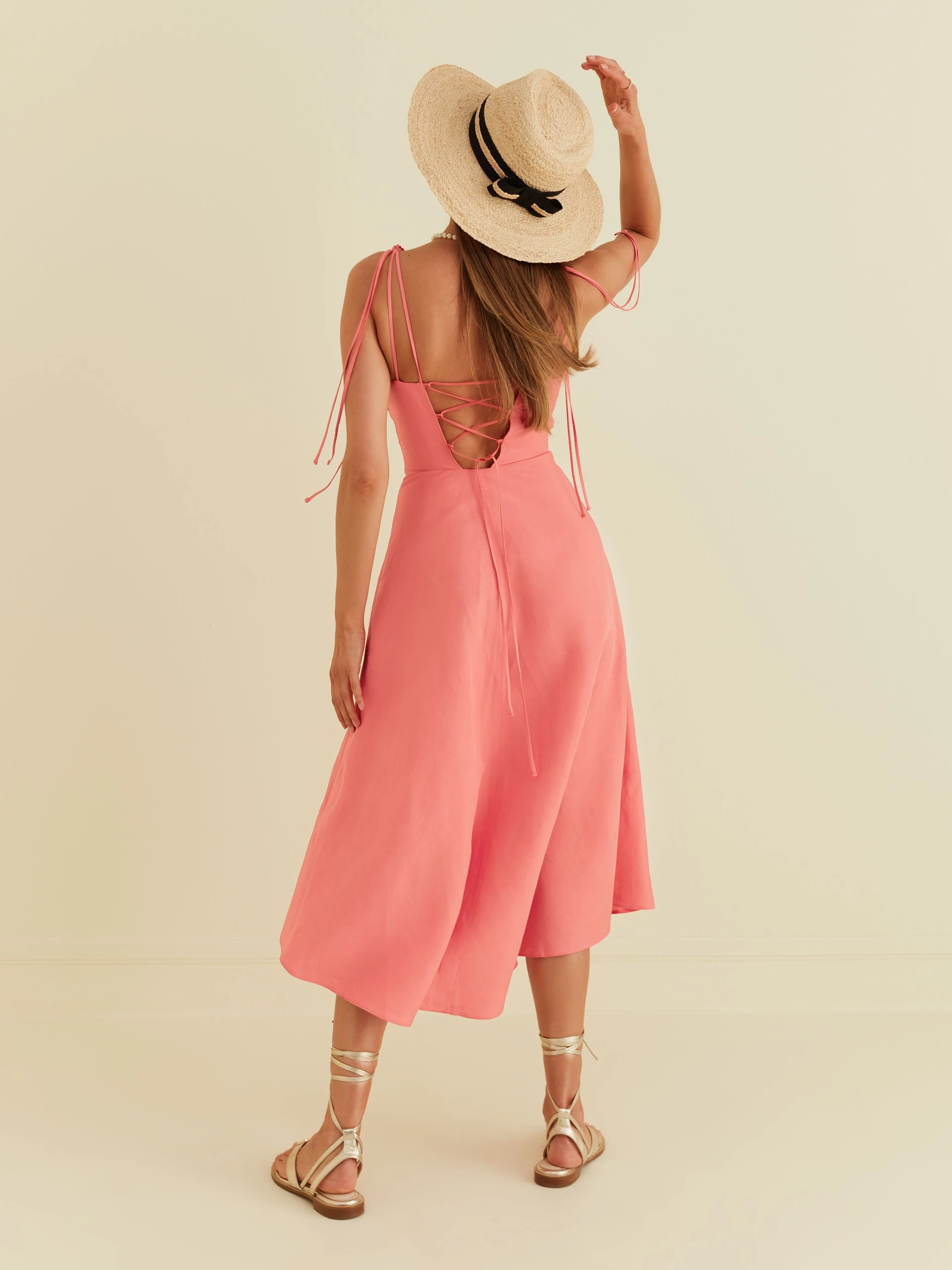 CORAL MIDI DRESS WITH SIDE SLIT