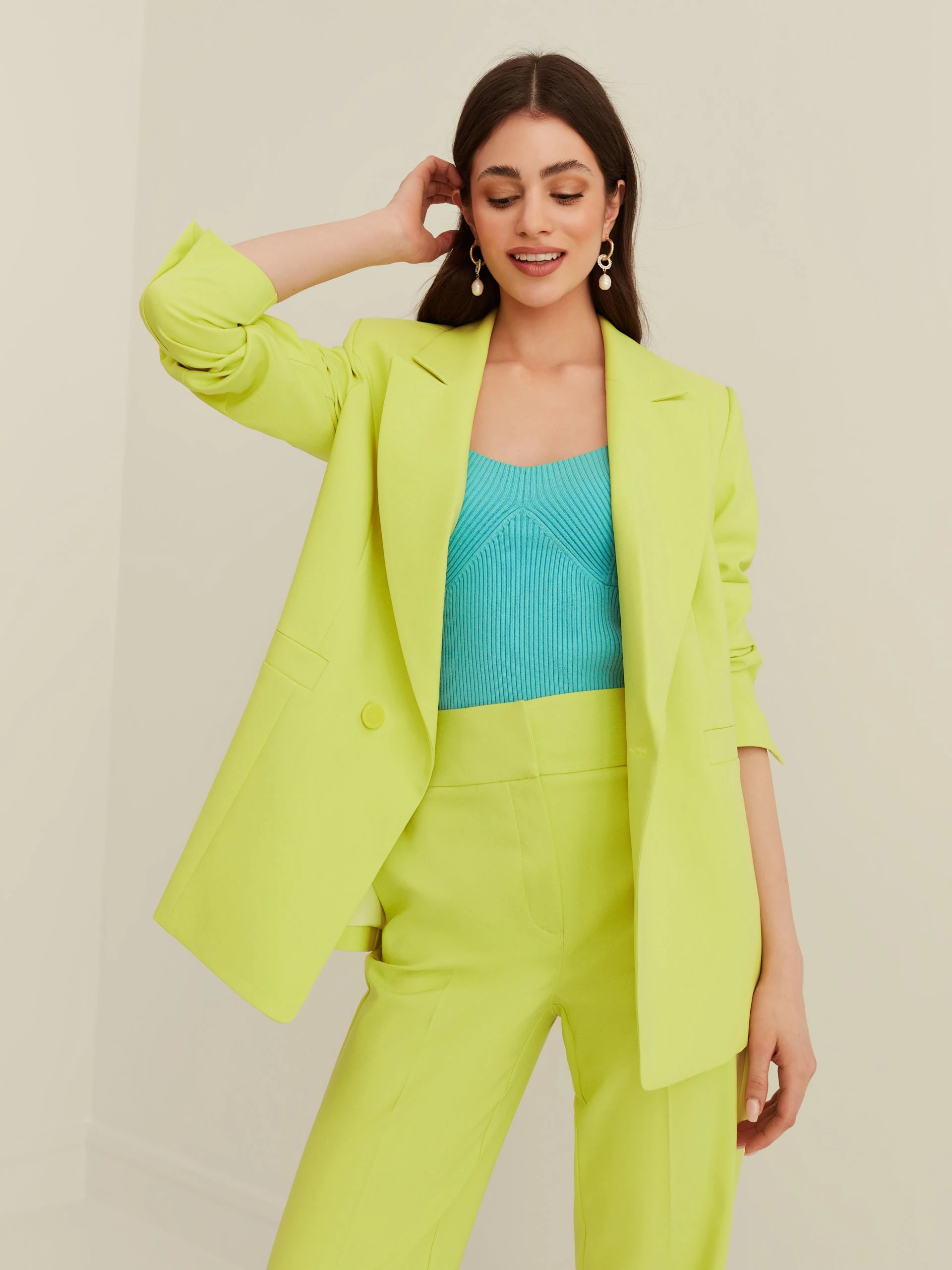 DOUBLE-BREASTED LIME JACKET