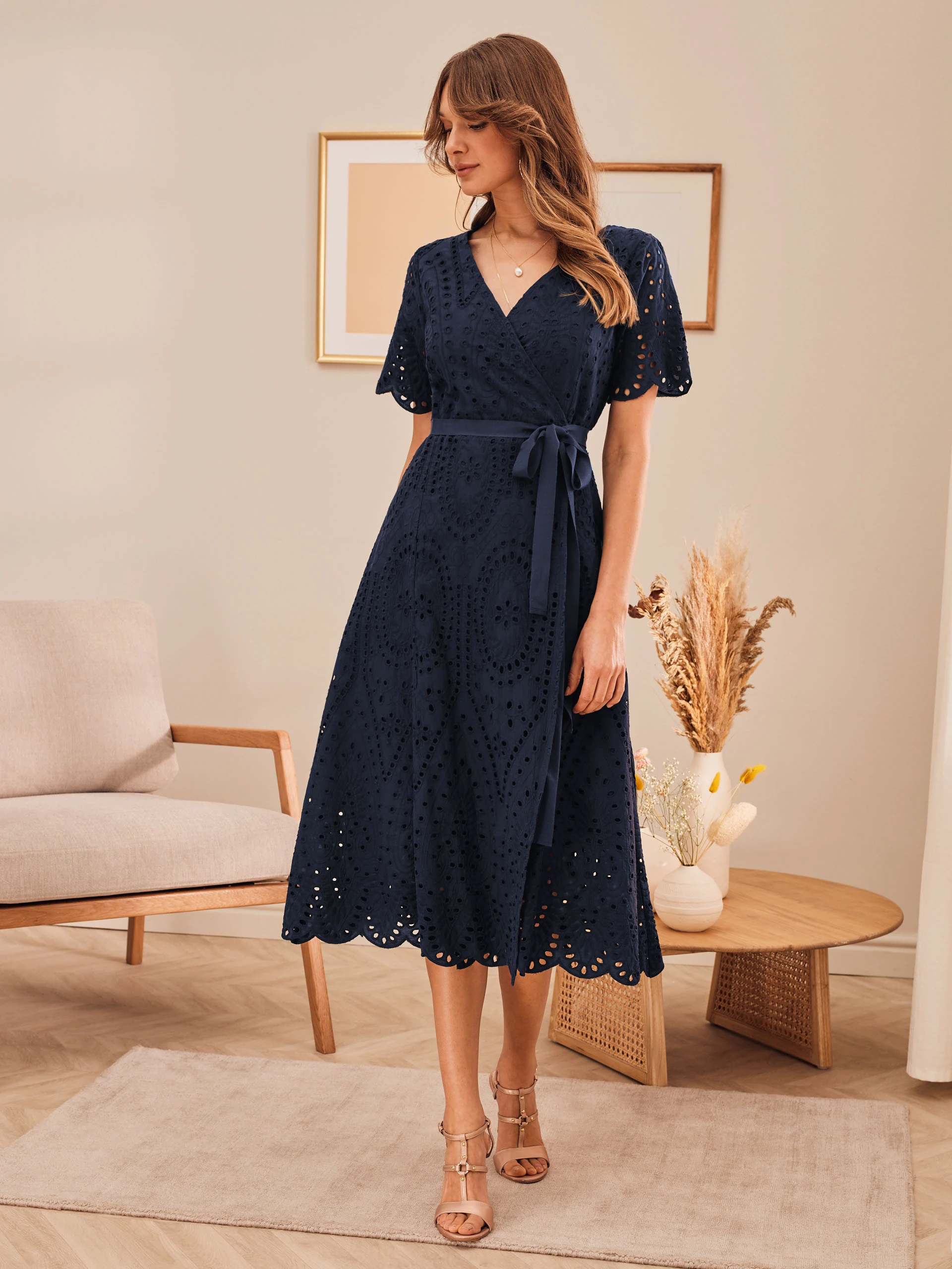 NAVY BLUE ENVELOPE DRESS WITH SHORT SLEEVES