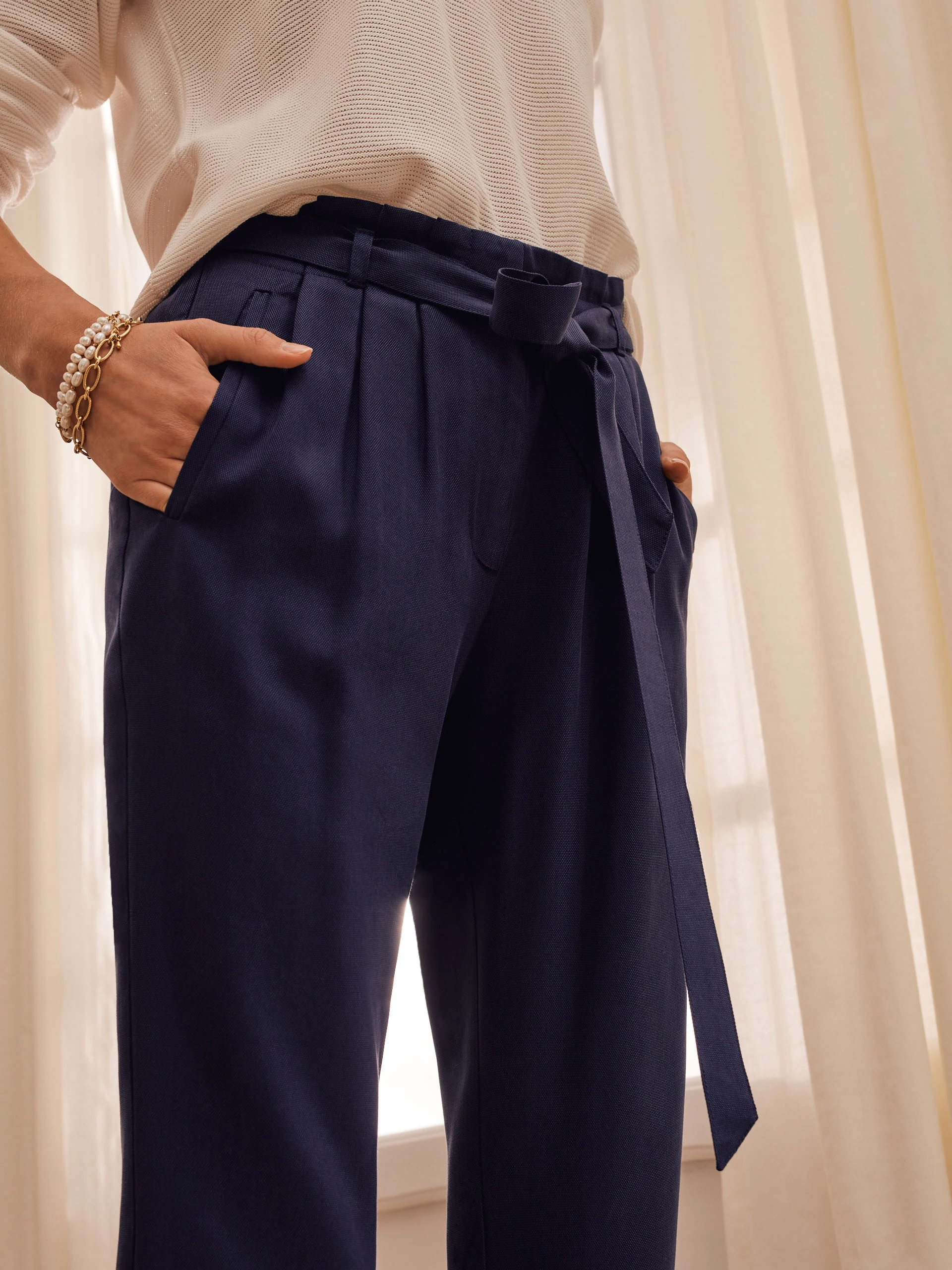 NAVY BLUE PANTS WITH TIE