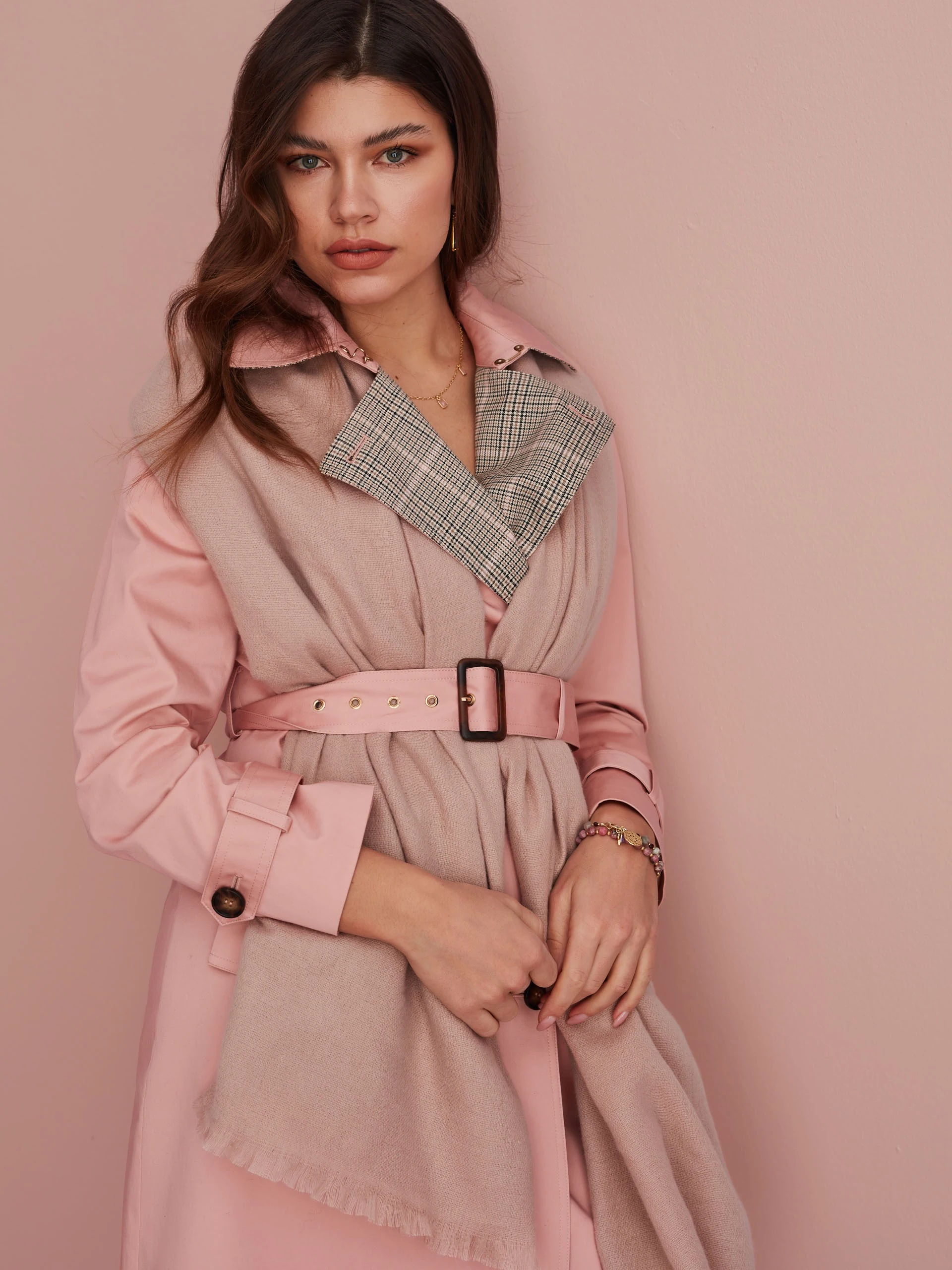PINK DOUBLE-BREASTED TRENCH