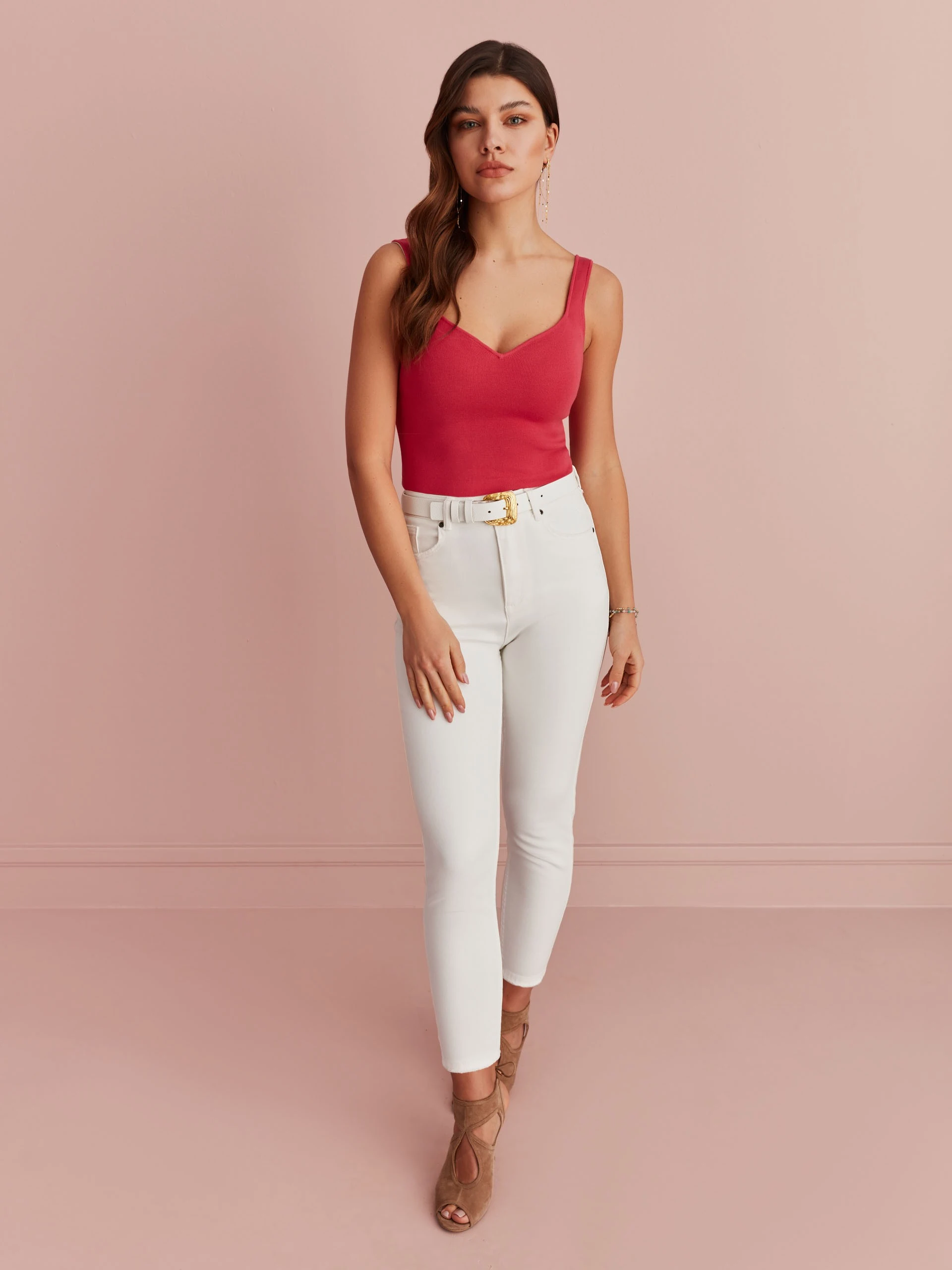 WHITE HIGH-WAISTED JEANS