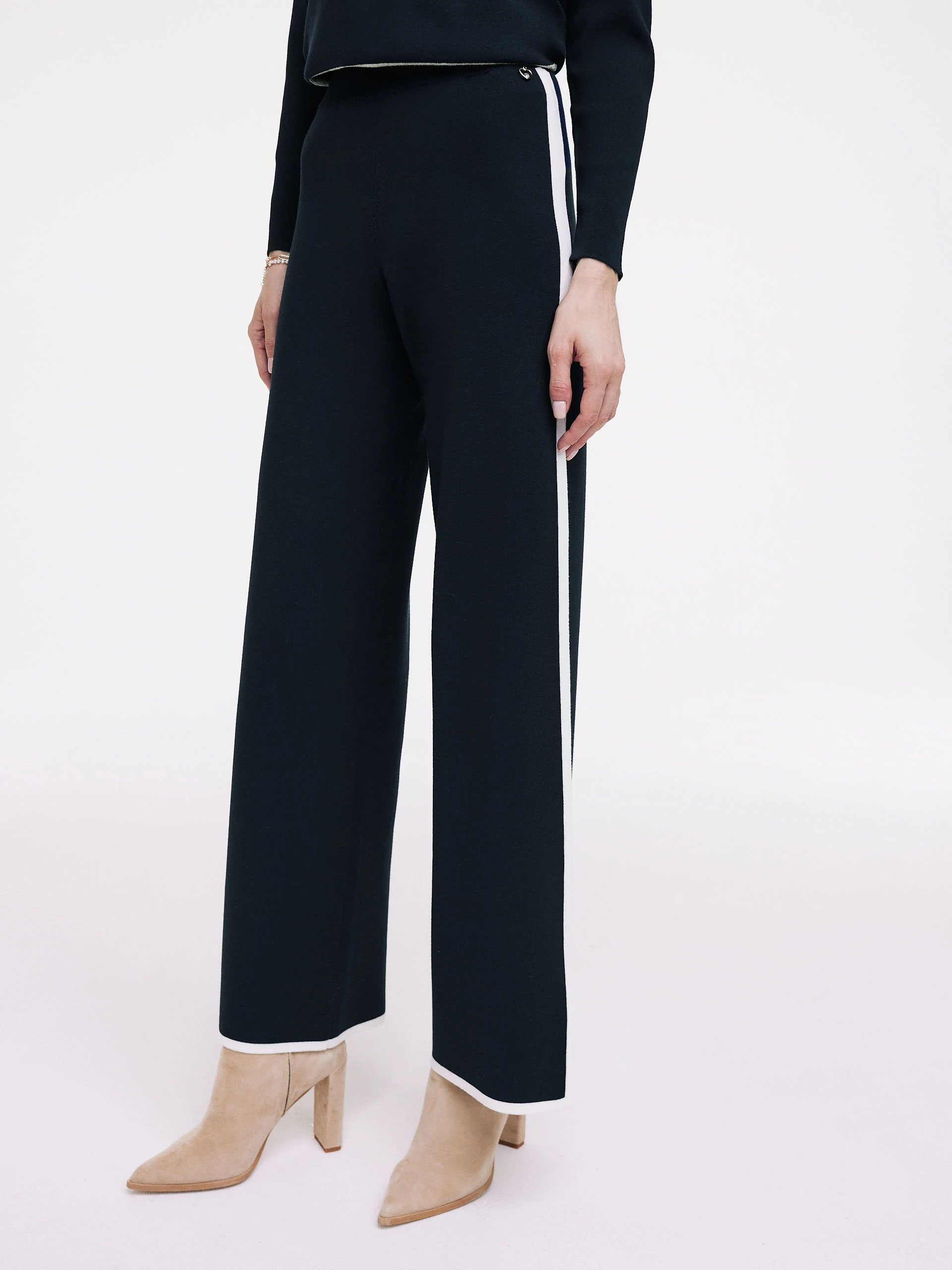 Navy blue pants with piping