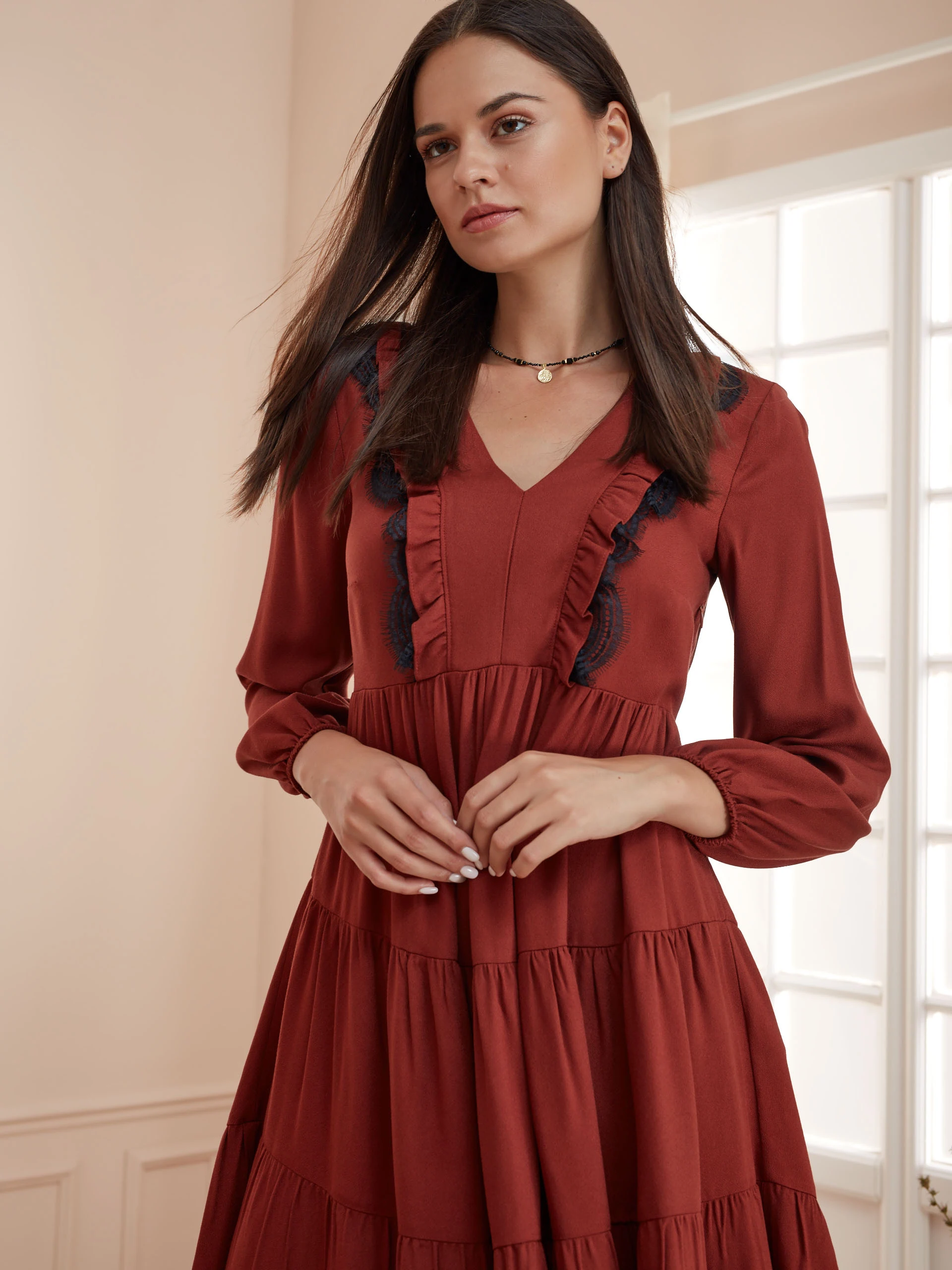 FLARED DRESS WITH RUFFLES