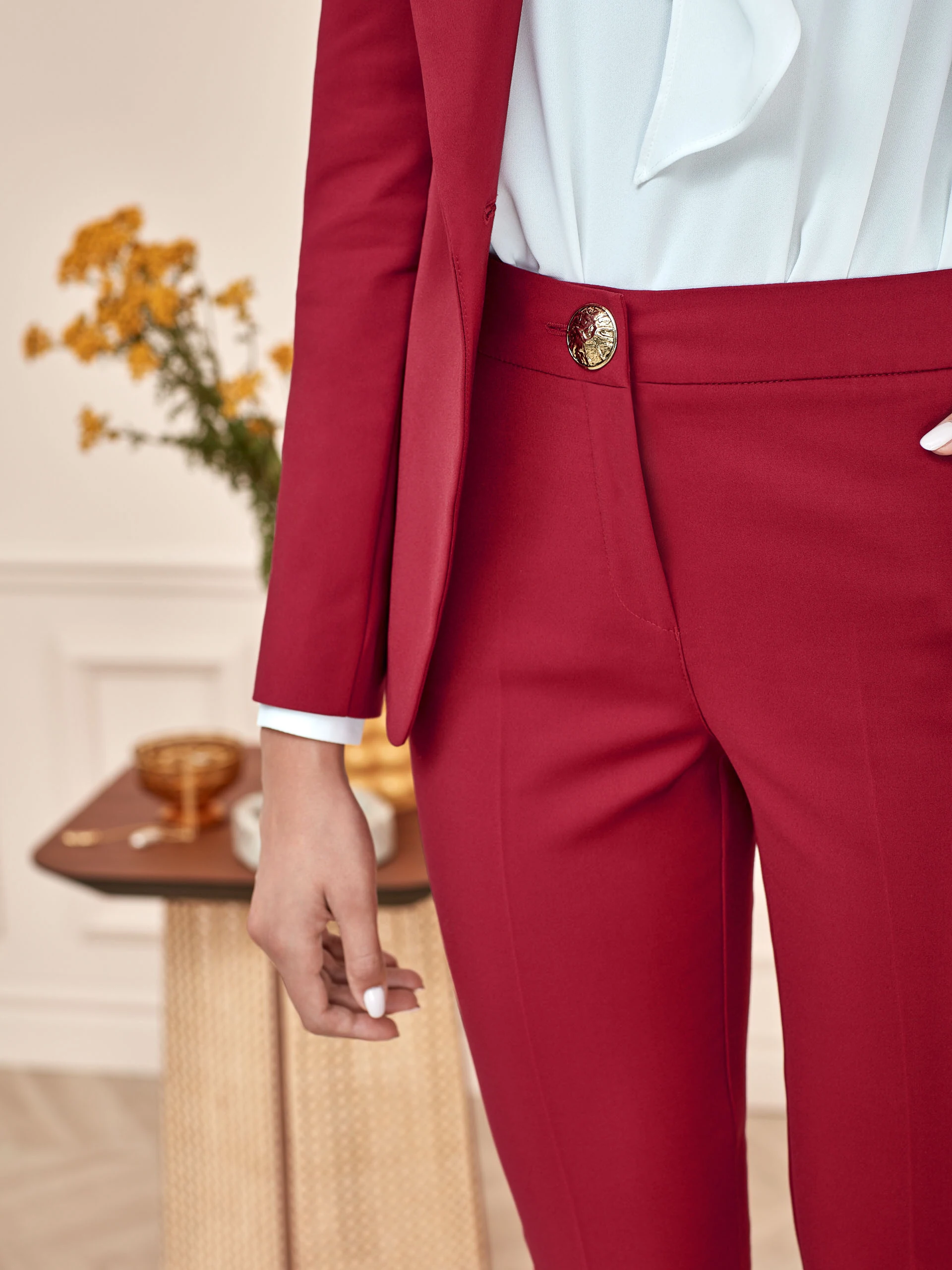 BURGUNDY JACKET WITH GOLD BUTTONS