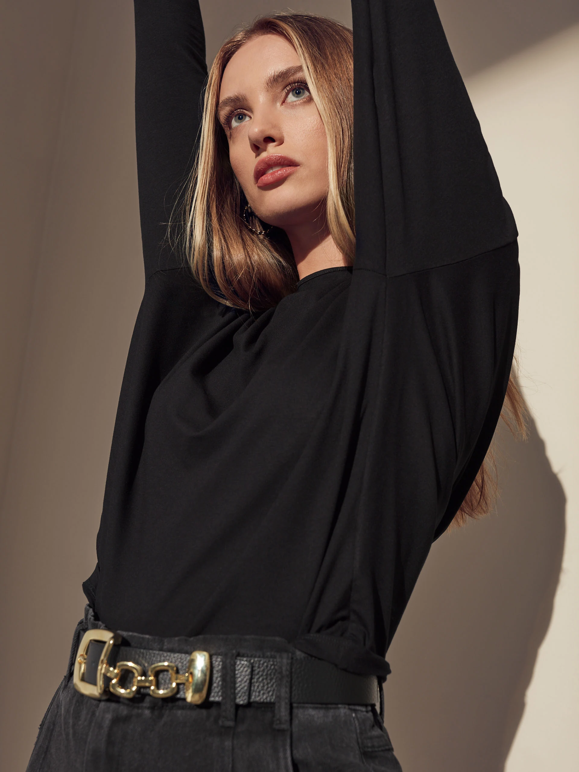 Black blouse with cut-out detail on the back