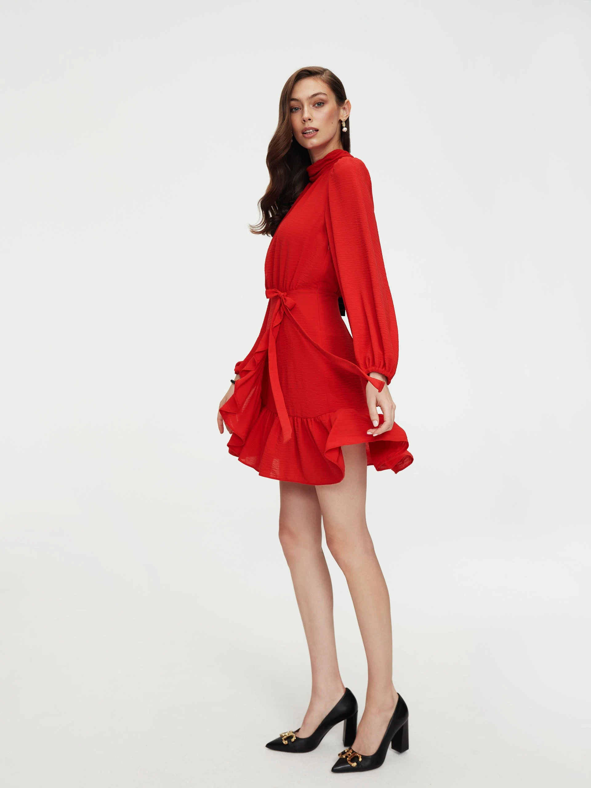 Red dress with frills