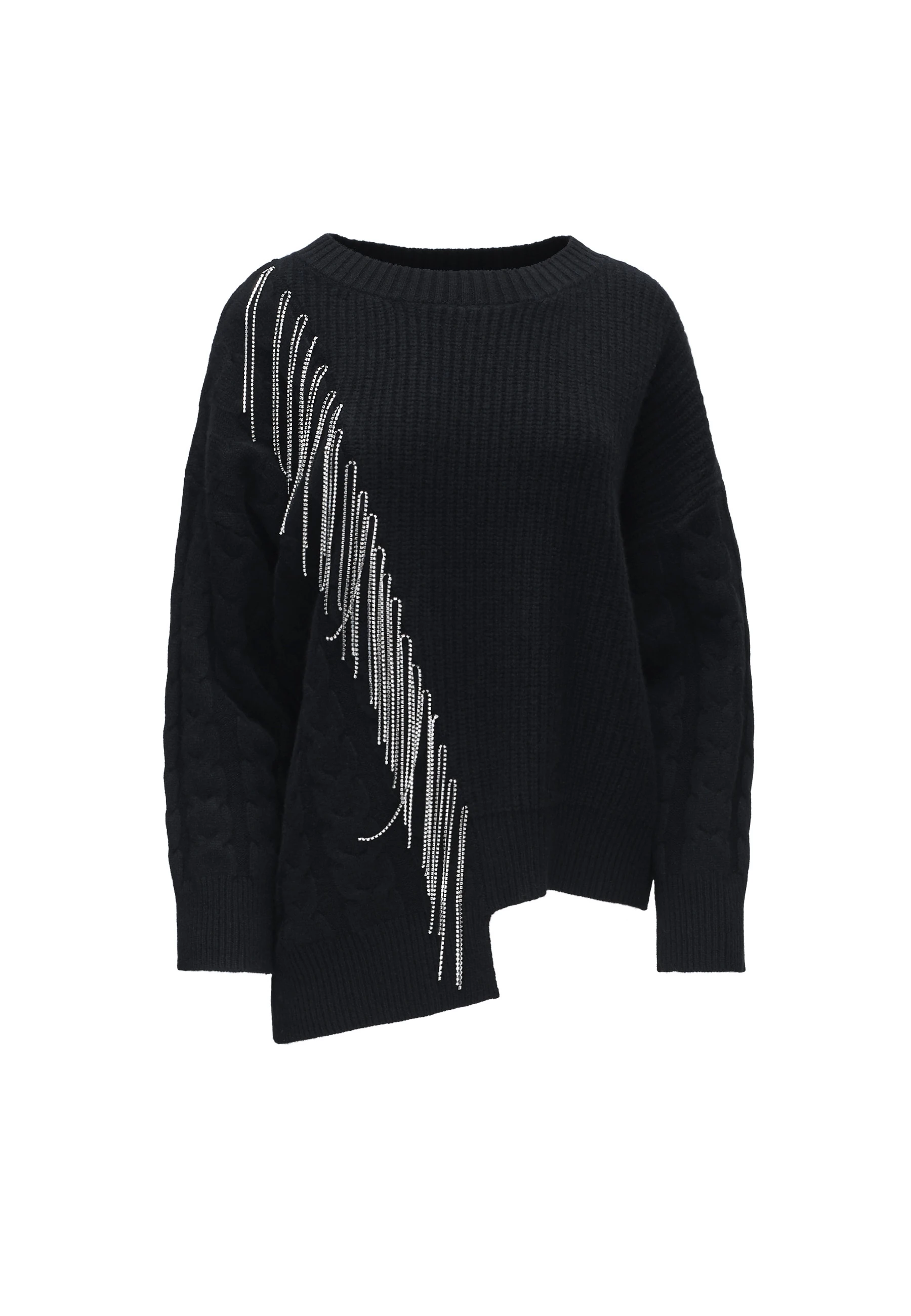 WOOL SWEATER WITH SHINY TASSELS