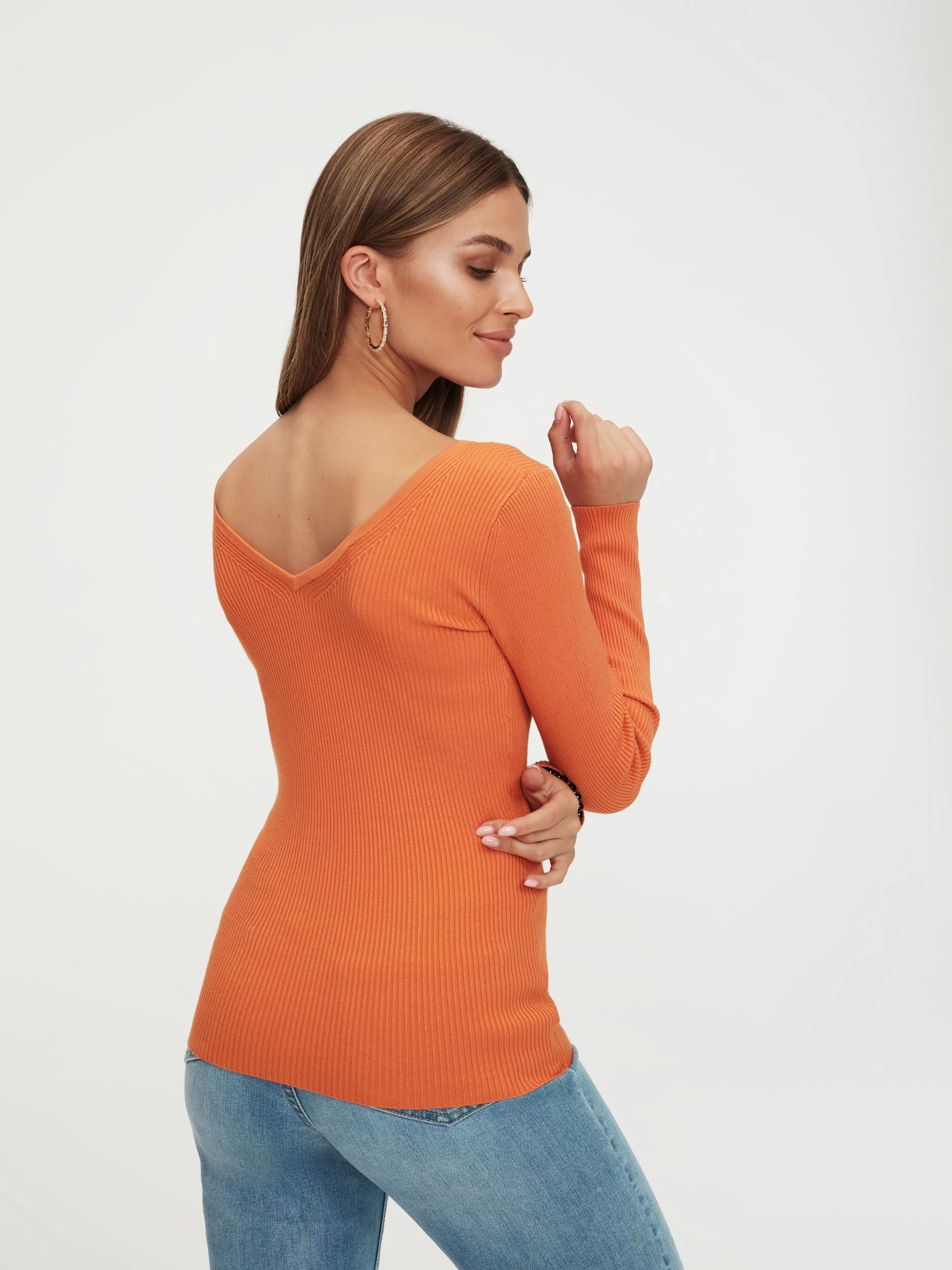Orange knitted sweater