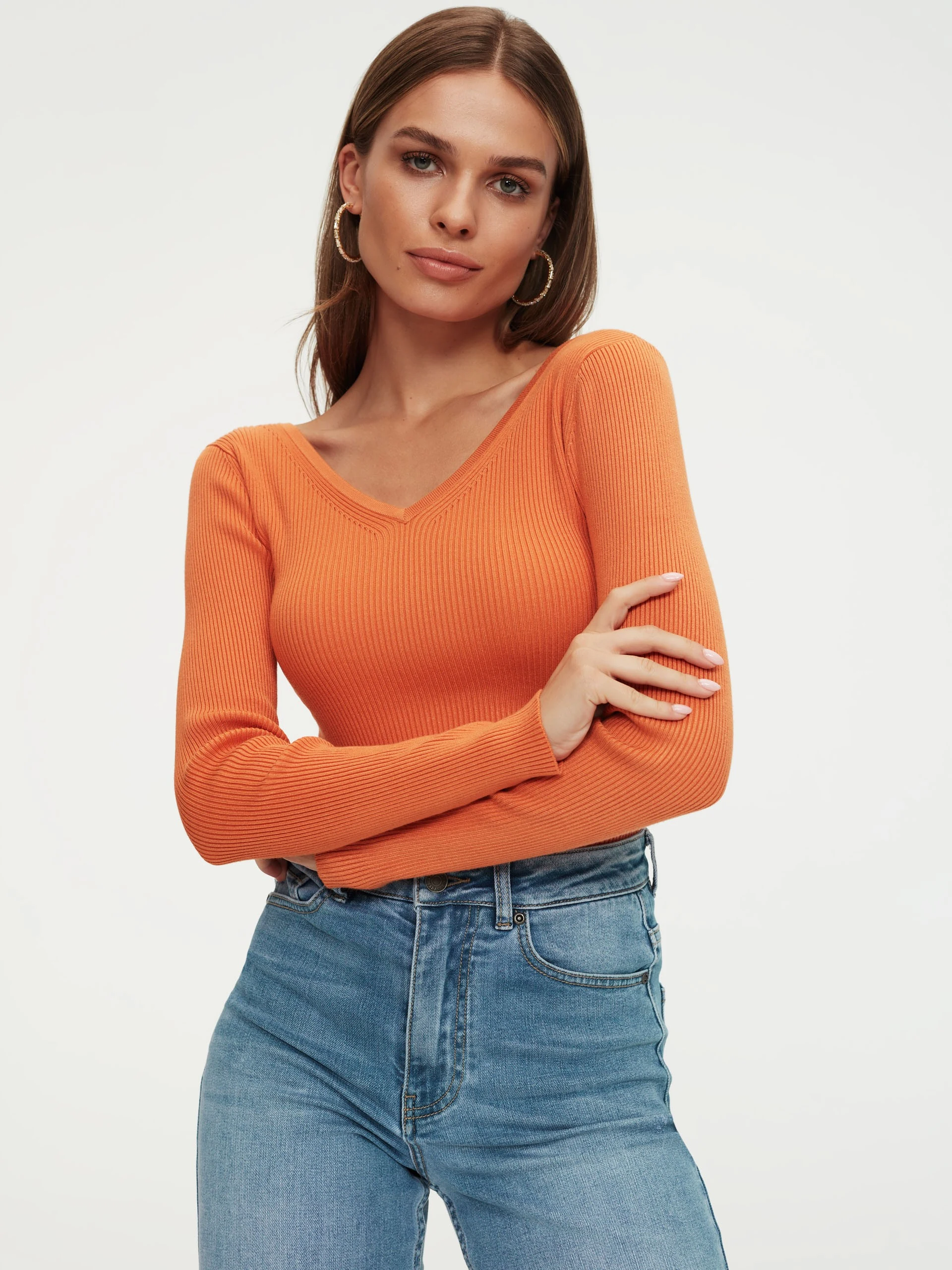 Pomarańczowy dzianinowy sweter