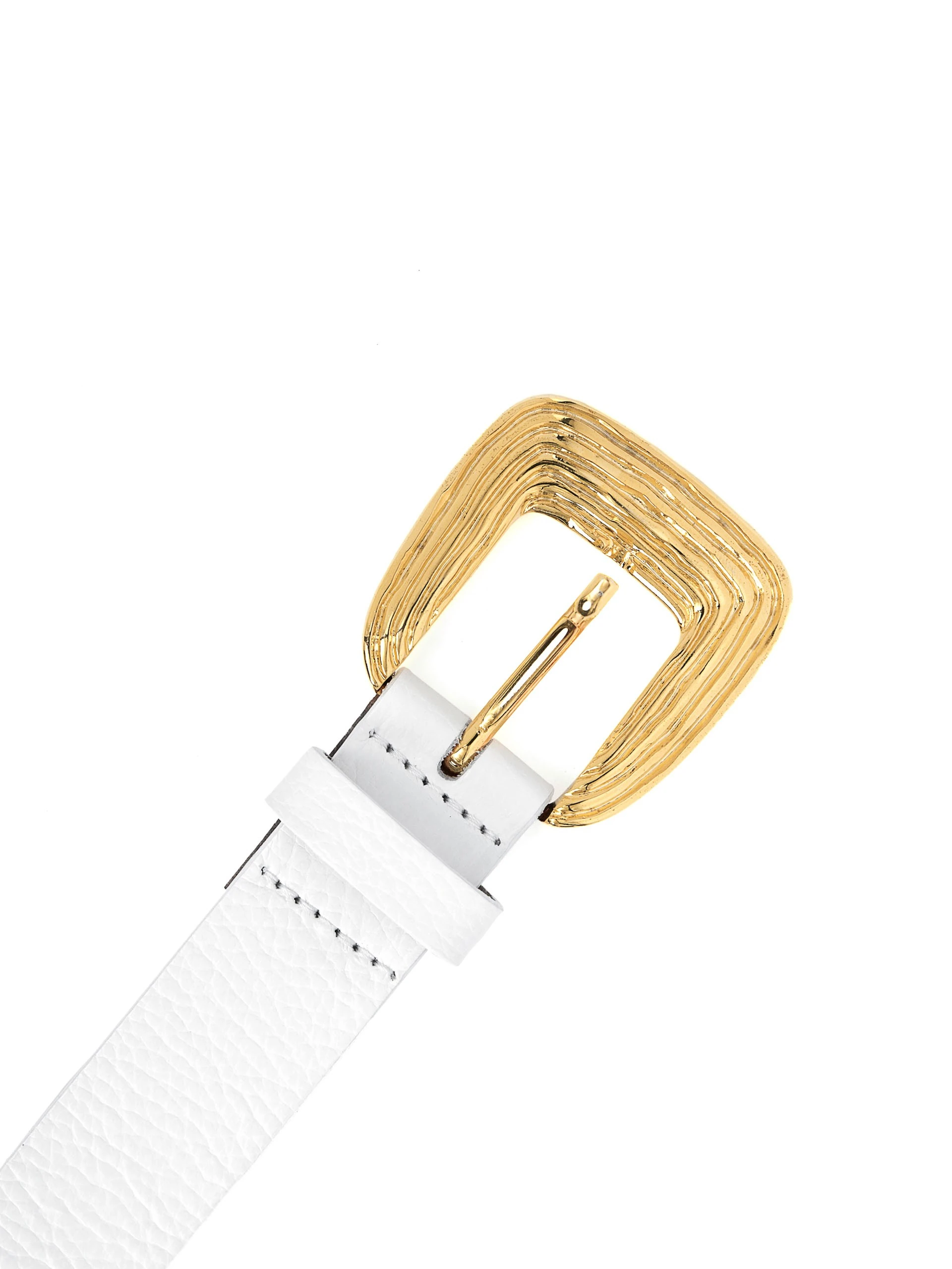 WHITE BELT WITH GOLD BUCKLE