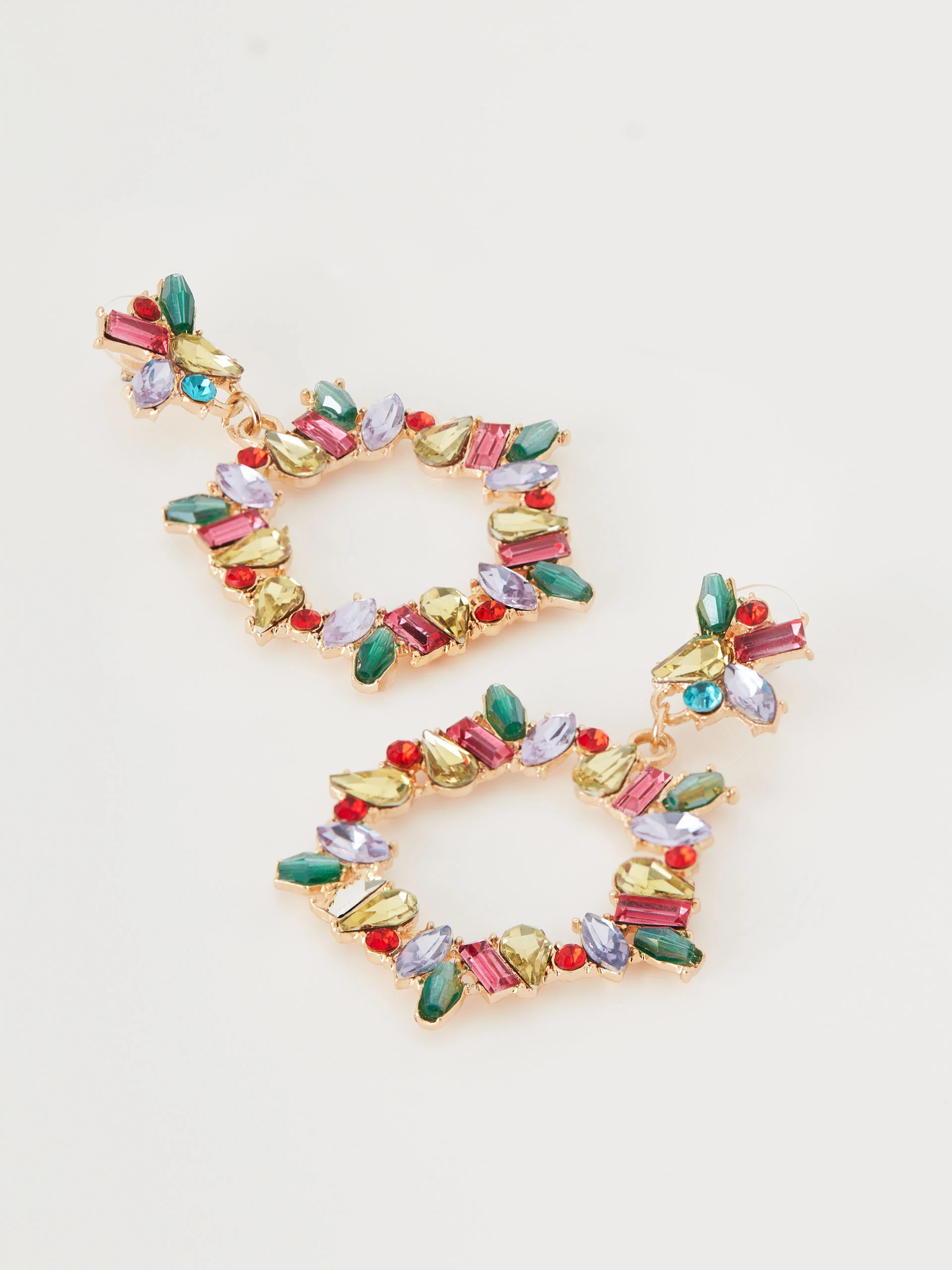 Colorful pendant earrings on sticks