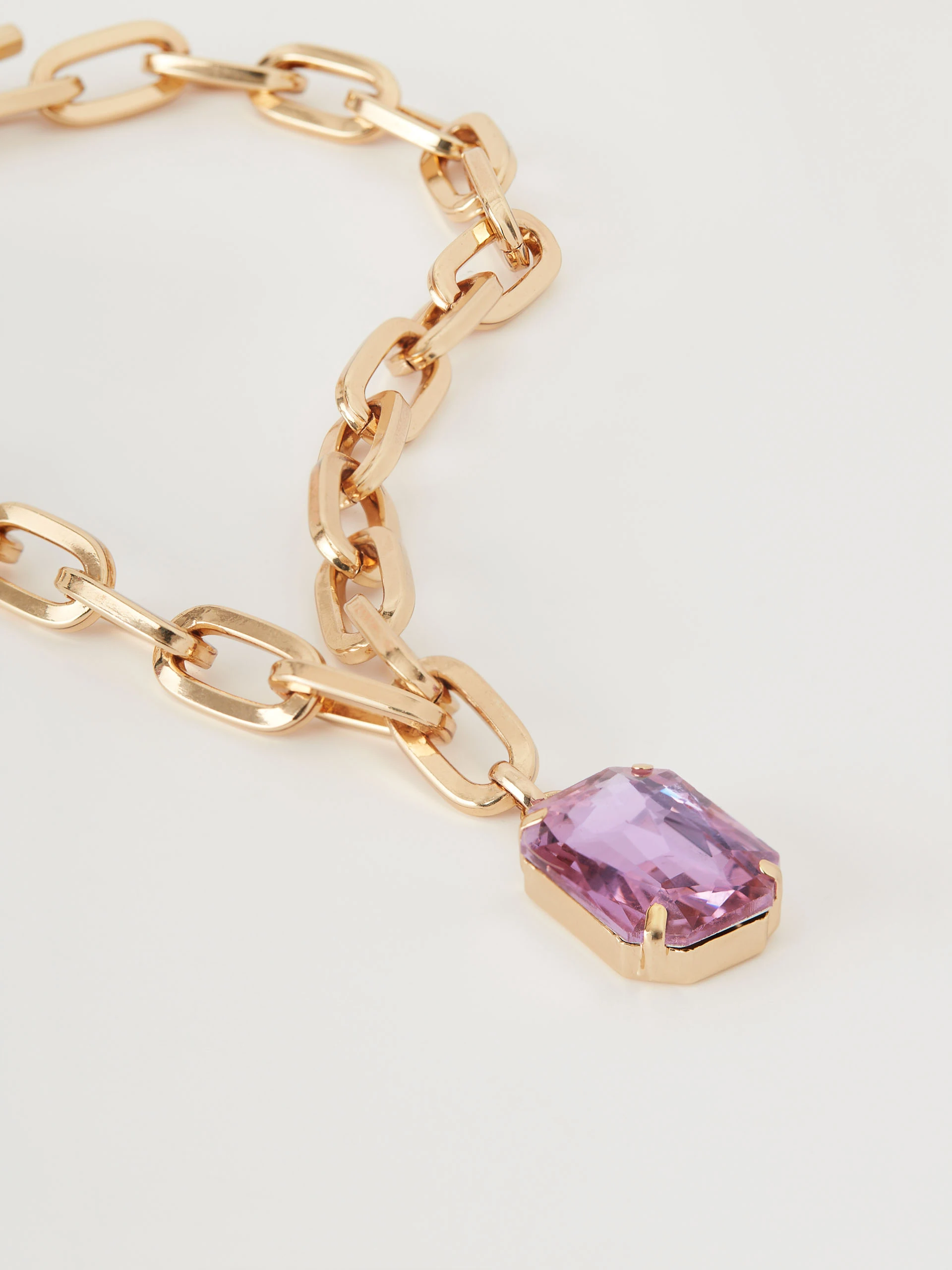 Naszyjnik łańcuch z fioletowym kryształem