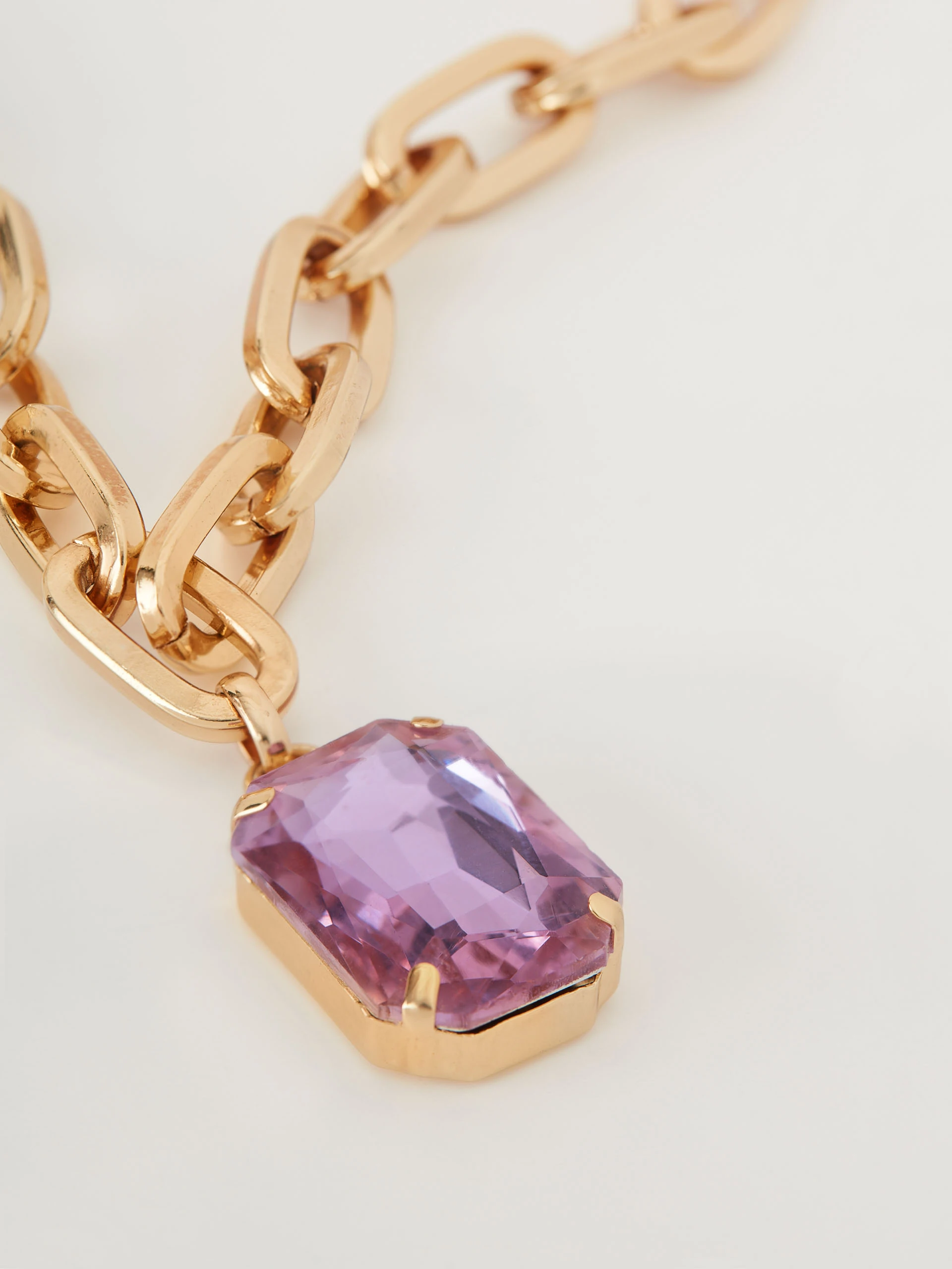 Naszyjnik łańcuch z fioletowym kryształem