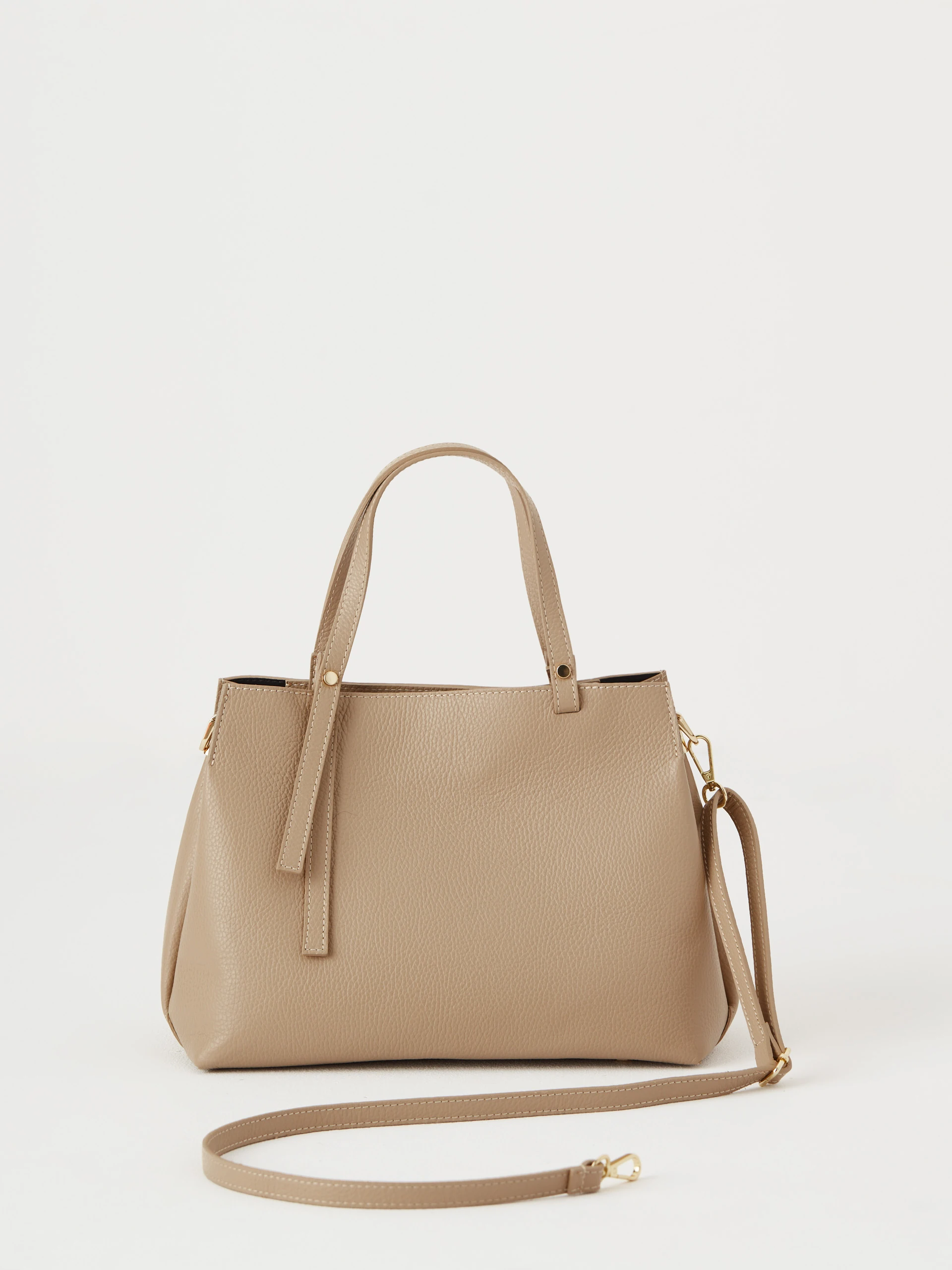 Leather shopper bag in taupe