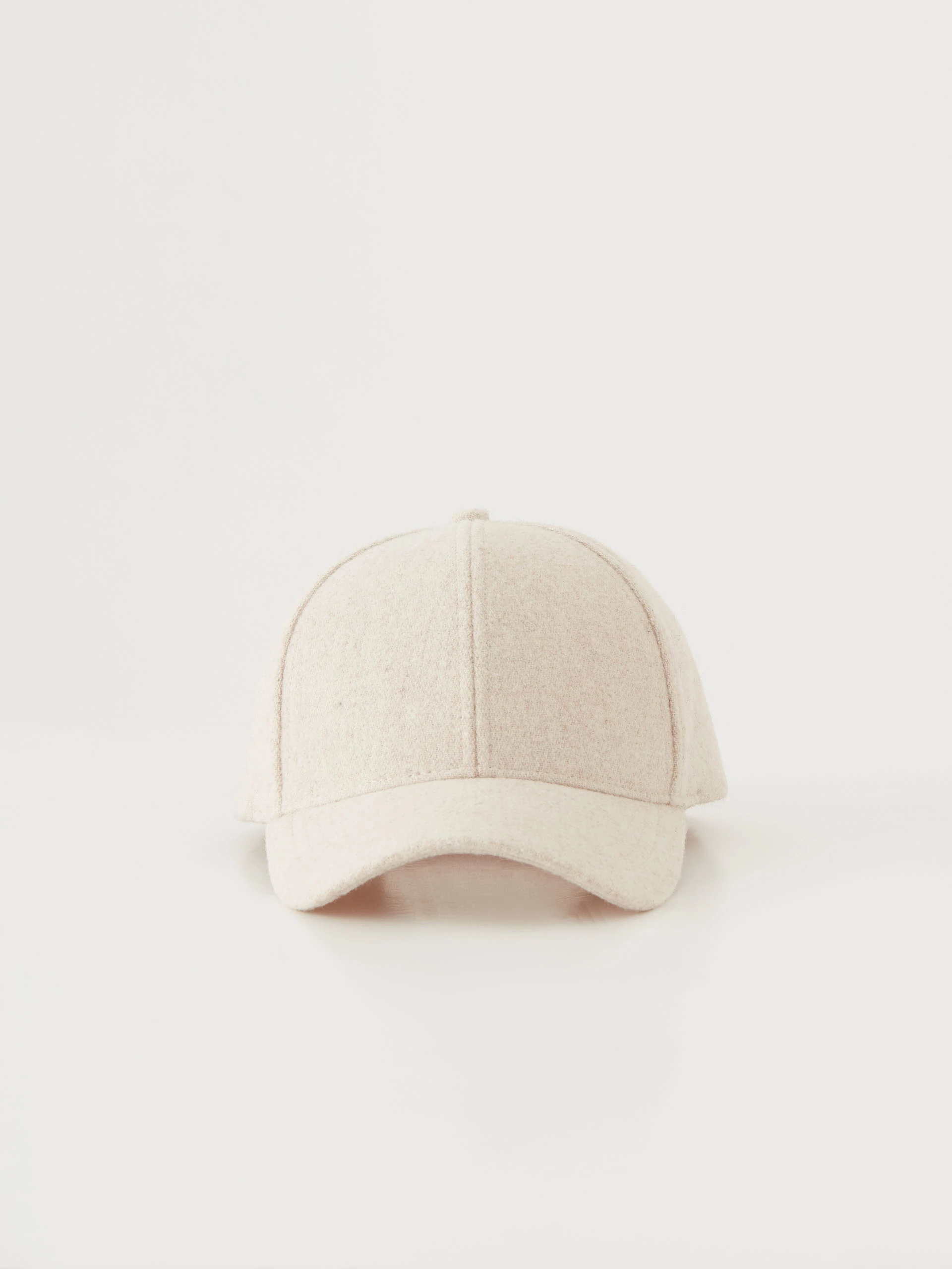 Beige baseball cap with wool fabric-Taranko