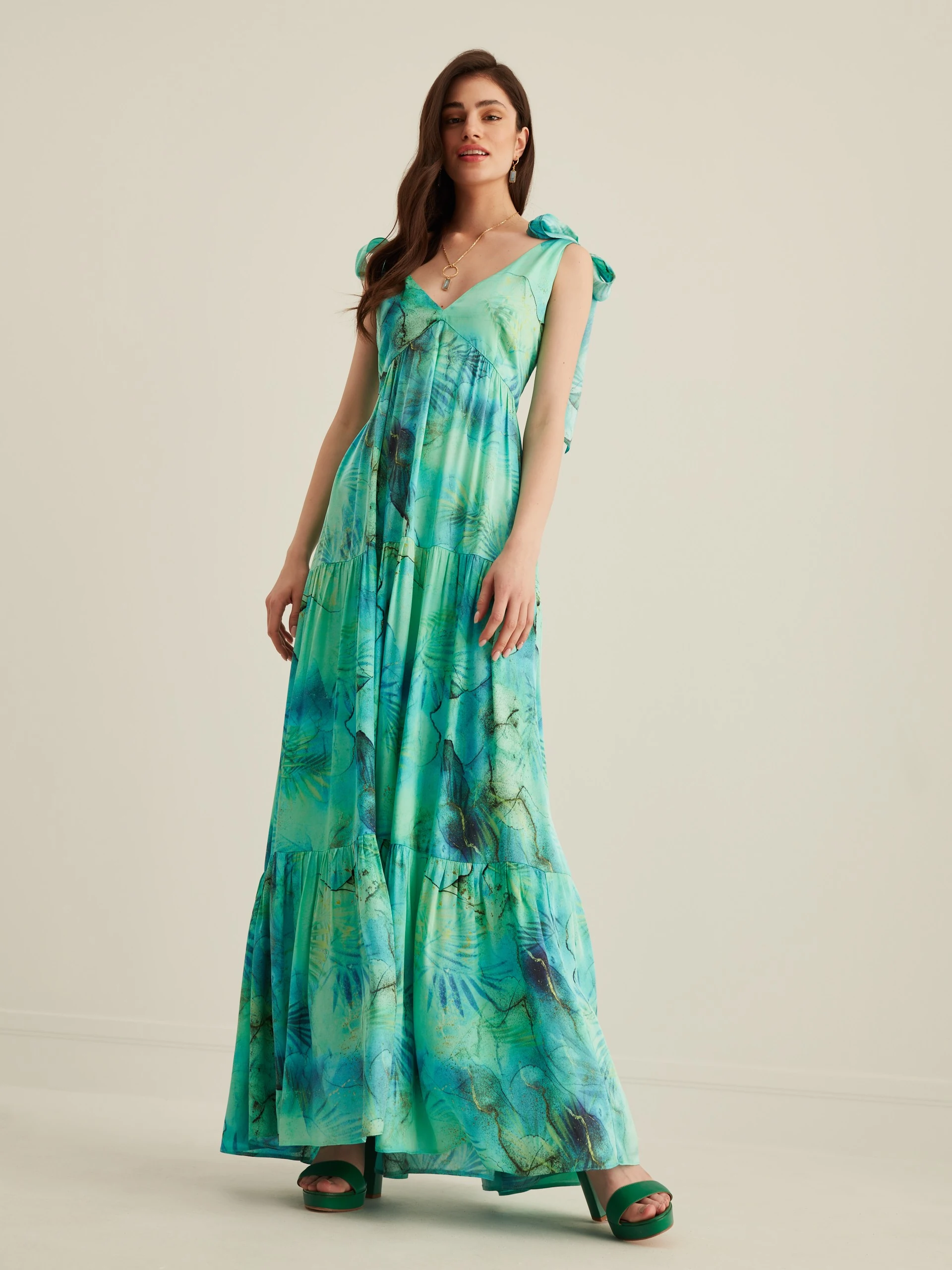LONG DRESS WITH SHOULDER TIES