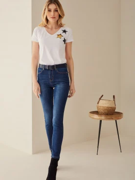 BLOUSE WITH SEQUIN APPLIQUÉS