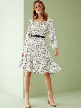 FLARED DRESS WITH BELT