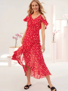 ASYMMETRICAL DRESS WITH OPEN SHOULDERS
