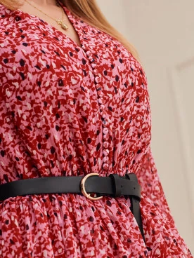 RED DRESS WITH BUTTONS