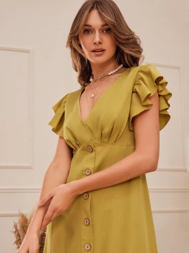 YELLOW BUTTON-DOWN DRESS