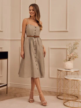 LINEN STRAPLESS DRESS
