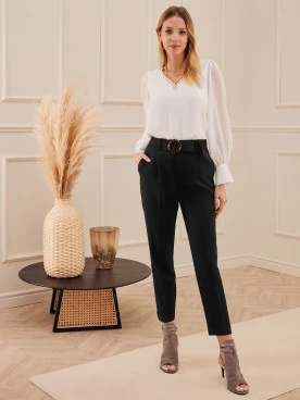 BLACK PANTS WITH WIDE BELT
