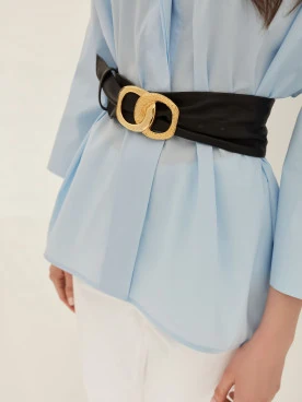 BLUE SHIRT WITH WIDE SLEEVE
