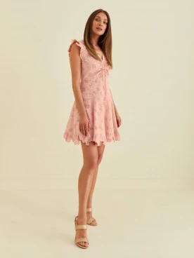 PINK MINI DRESS WITH FRILL