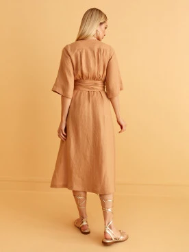 LINEN MIDI DRESS