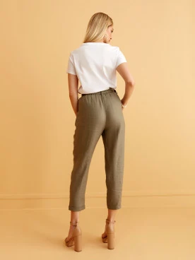 LINEN CIGARETTE PANTS