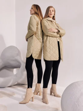 Cream quilted transitional coat