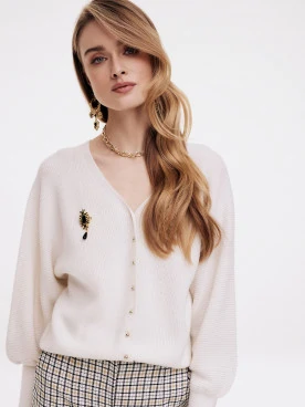 Cardigan with buff sleeves