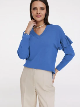 Cornflower sweater with ruffles