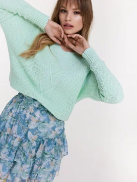 Cotton sweater with openwork weave