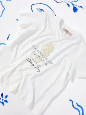 Cotton white T-shirt with applique