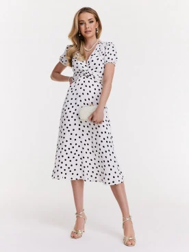 White dress with black delicate peas