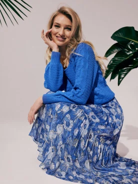 Openwork cornflower cotton sweater