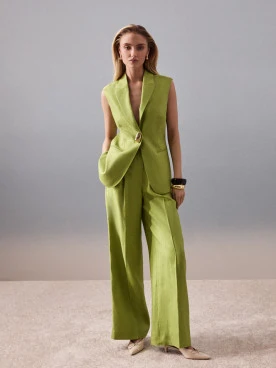 Elegant green linen pants