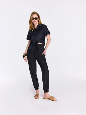 Black high-waisted jogger pants