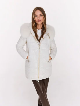 Quilted coat in white color