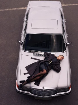 Leather trench with back slit