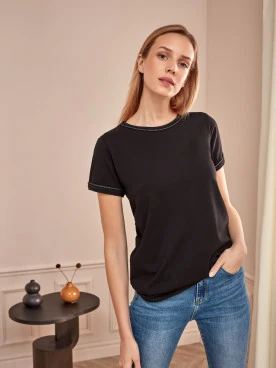 CLASSIC BLACK SHORT SLEEVE BLOUSE