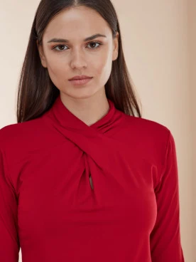 RASPBERRY BLOUSE WITH TIES
