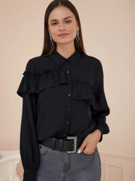 BLACK BLOUSE WITH RUFFLES