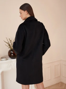 CLASSIC COAT WITH ALPACA IN BLACK COLOR