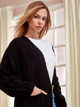 BLACK CARDIGAN WITH POCKETS