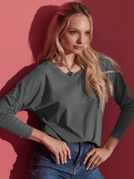 GRAPHITE LONG SLEEVE BLOUSE