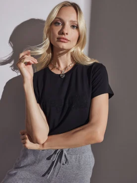 BLACK BLOUSE WITH APPLIQUE